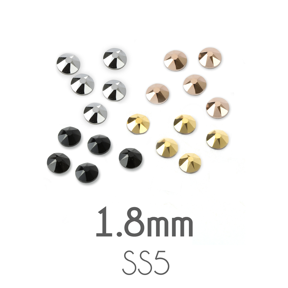 Beads & Swarovski Crystals 1.8mm Swarovski Flat Back Crystals, Silver, Gold, Rose Gold and Black Mix Pack (80 Pieces)